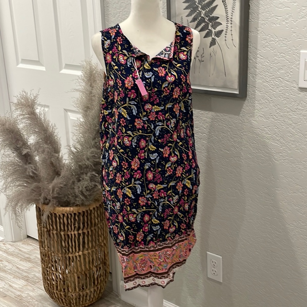 Boho Chic sleeveless shift multi print size L
